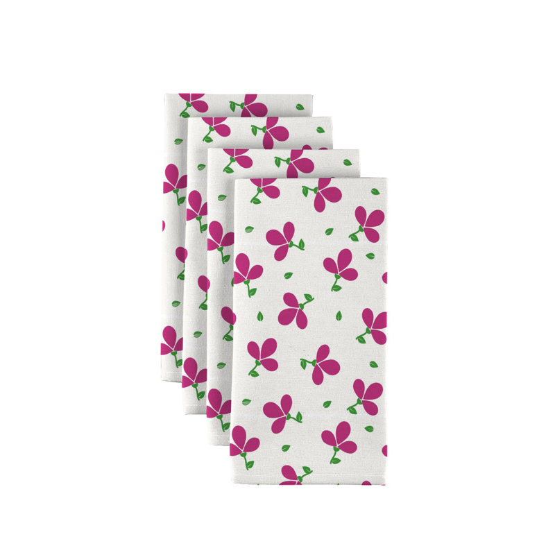 Polyester Floral Square Napkin, Pink