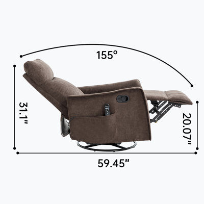 Liryn Traditional Heat Massage Recliner With 360° Swivel And Rocking Function by NFusion