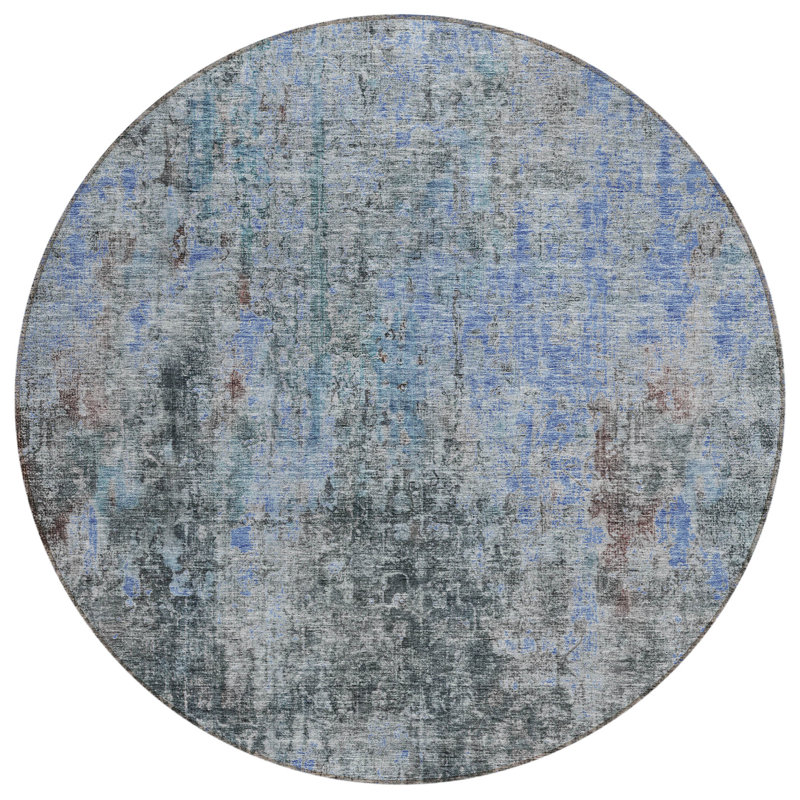 Fargo Washable Abstract Indoor / Outdoor Rug, Round 8'