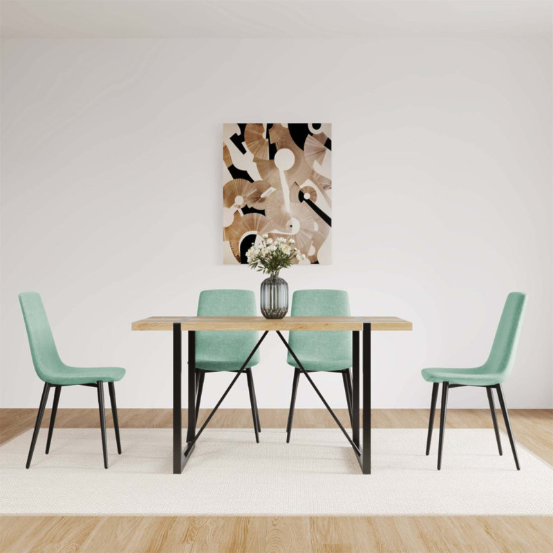 Chaises de salle à manger rembourrées confortables en lin, de style moderne, parfaites pour les salles à manger à la maison, vert clair