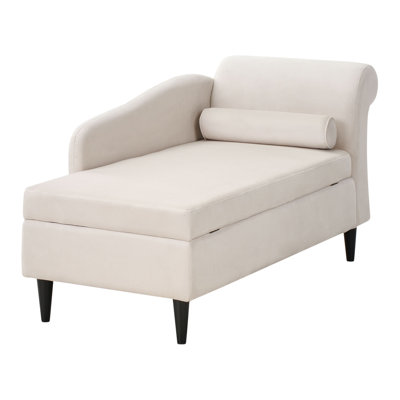 Chaise Lounge LUIRO Velvet Beige with Storage