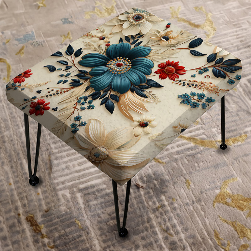 Gerbera Daisy Elegance Boho Pattern - Floral Rectangle Ottoman