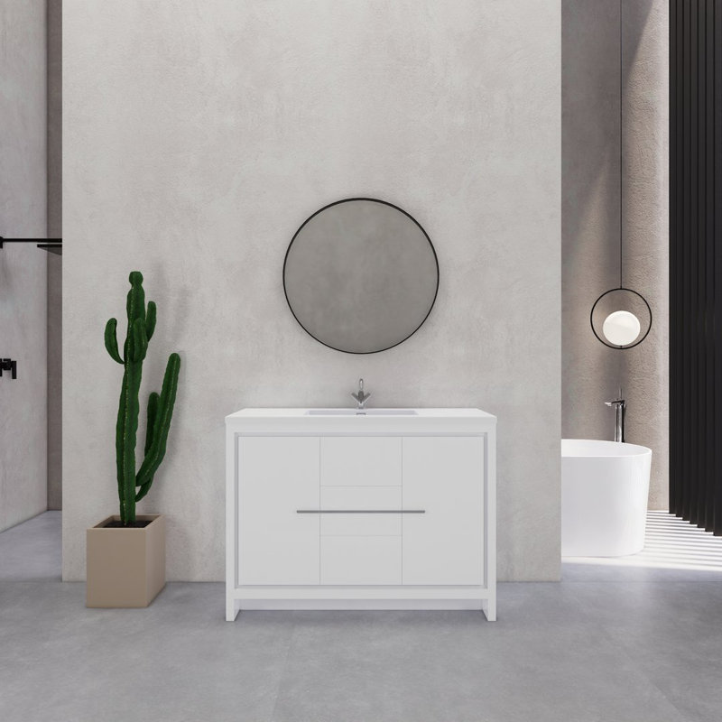 Eden 48" Single Sink Bathroom Vanity Set, Gloss White