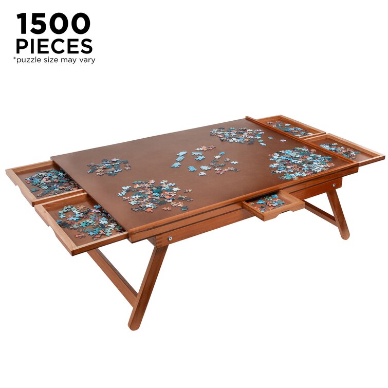 Jigitz jigitz wooden puzzle table - 26 x 34 inch jigsaw puzzle board with  drawers standard puzzle plateau puzzle storage table