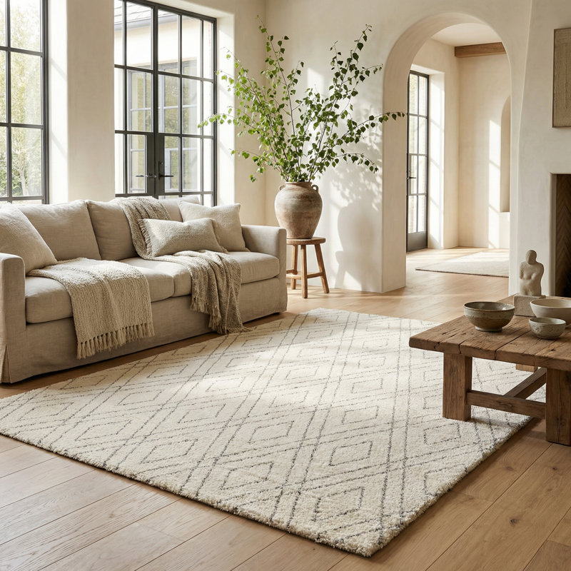 Tapis intérieur / beige à motif géométrique beige / gris 4 pi x 6 pi (3 pi 11 po x 5 pi 7 po) Branch Branch Eirene