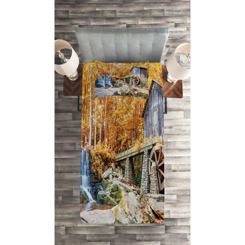 Rustic Polyester Coverlet, Twin Bedspread + 1 Sham