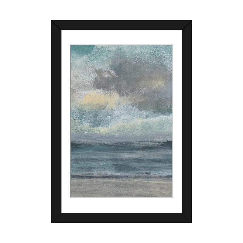« beach rise i », impression sur toile, H 24 po x l 16 po x P 1 po, Papier d'art encadré noir, Blanc