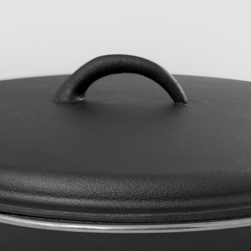 6 Quart Black Cast Iron Round Dutch Oven with Lid and Handle