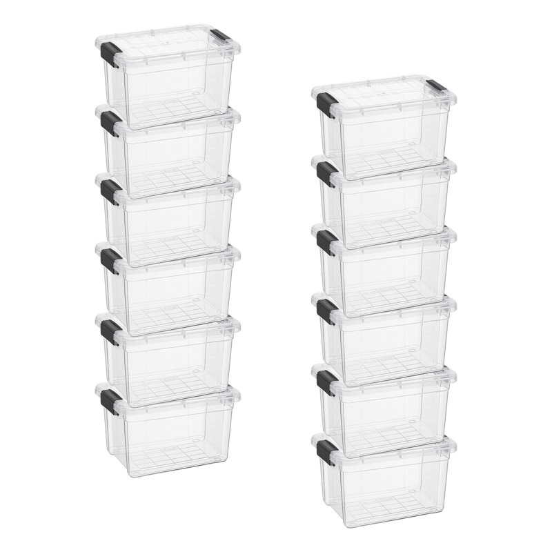  X Mini Storage Container Plastic Crayon Box Stackable Clear Arts and Sewing Organizer, 1.4 Quart, 4 Pack, 1.4 Qt.