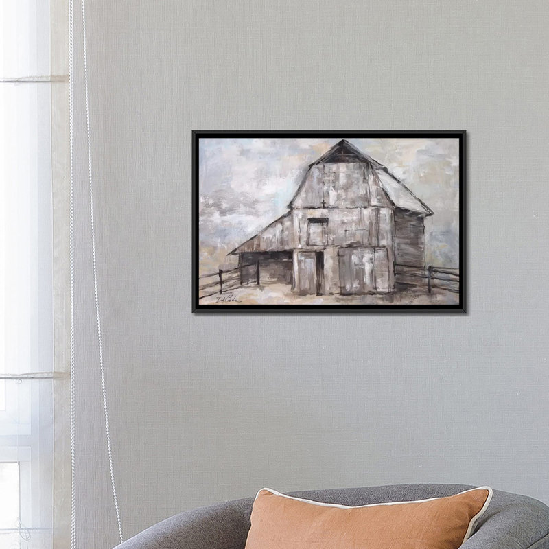 «The Barn», reproduction sur toile, H 18 po x l 26 po x P 1,5 po, Toile encadrée noire, Pas de tapis