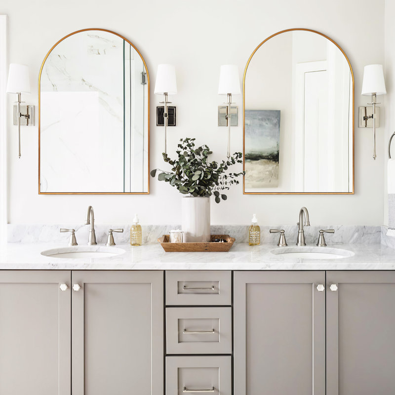 Arch Metal Arched Wall Mirror, Gold, 30'' x 20''