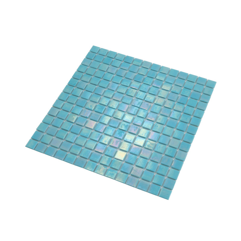 Nacreous 12" X 12" Glossy Cyan Blue Glass Mosaic Wall and Floor Tile (20 Sq. Ft./Case) (20-Pack), Cyan Blue