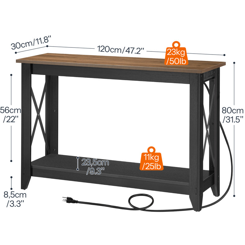 Console 47,2 po avec station de charge Samha, Brun, Noir