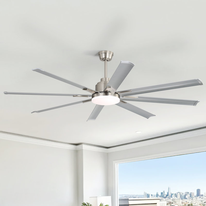 Ventilateur de plafond industriel standard à DEL 8 pales 84 pouces Brixham avec télécommande et commande vocale, 84"