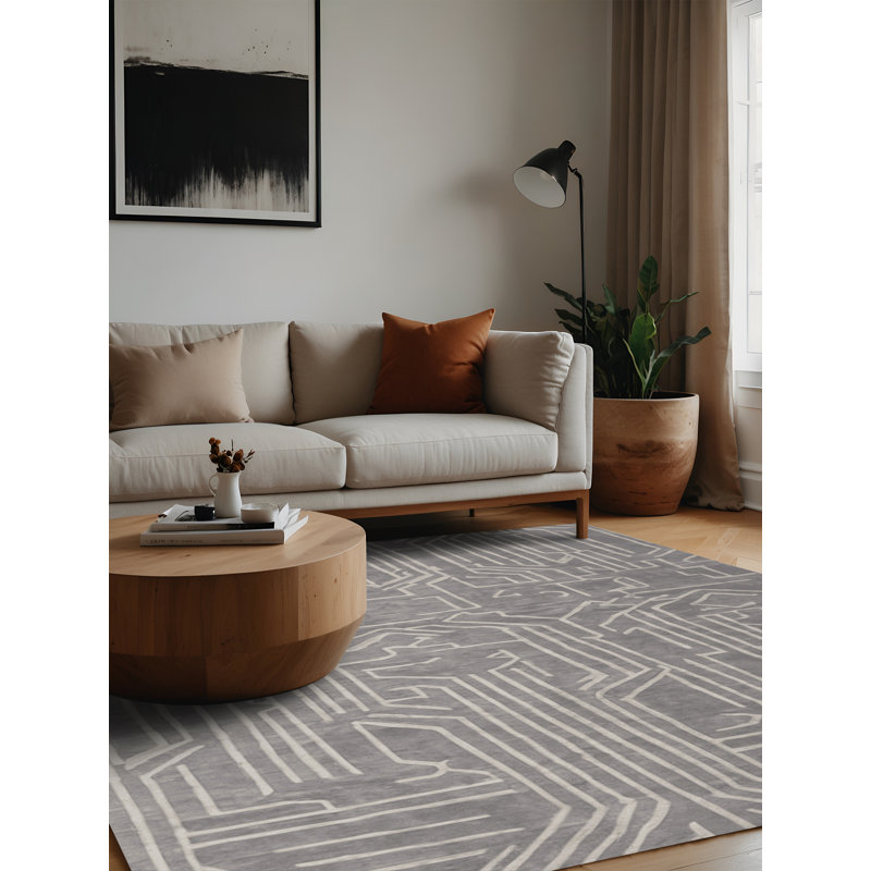 Tapis gris lavable à la machine, Carré 3 pi