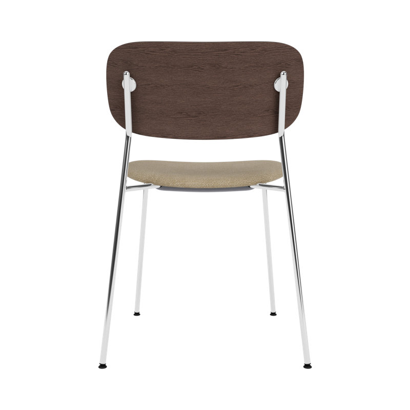Co Upholstered Dining Chair, Dark Stained Oak, Bouclé 02 Acrylic, Chrome