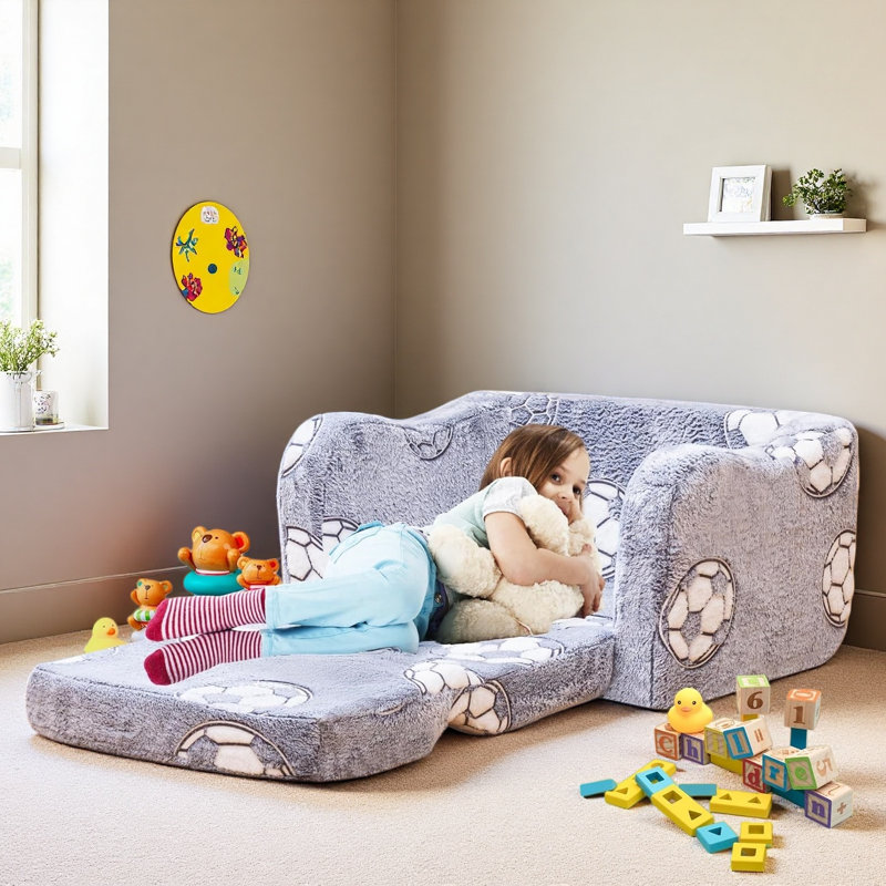 2-In-1 Comfy Couch, Glow In The Dark Floor Bed,  Modular Convertible Sofa Furniture, Foldable Chair Sofa For Playroom, Gray