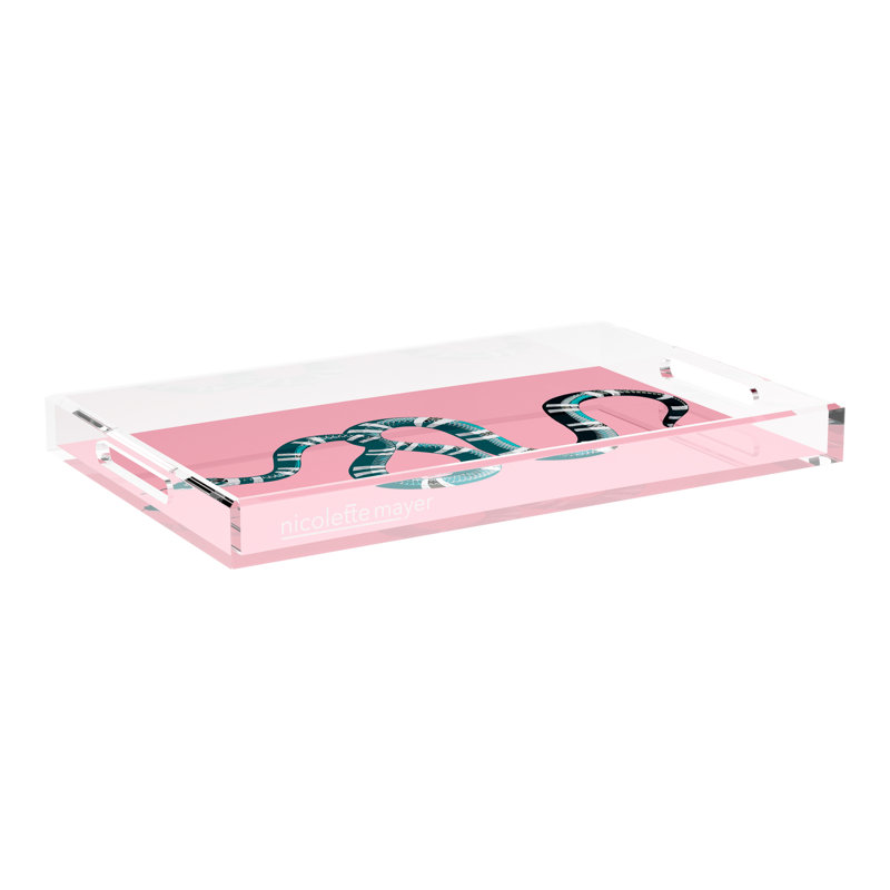 Serpent Acrylic Rectangle Decorative Tray, 22.5"W x 14.5"D x 2"H, Pink