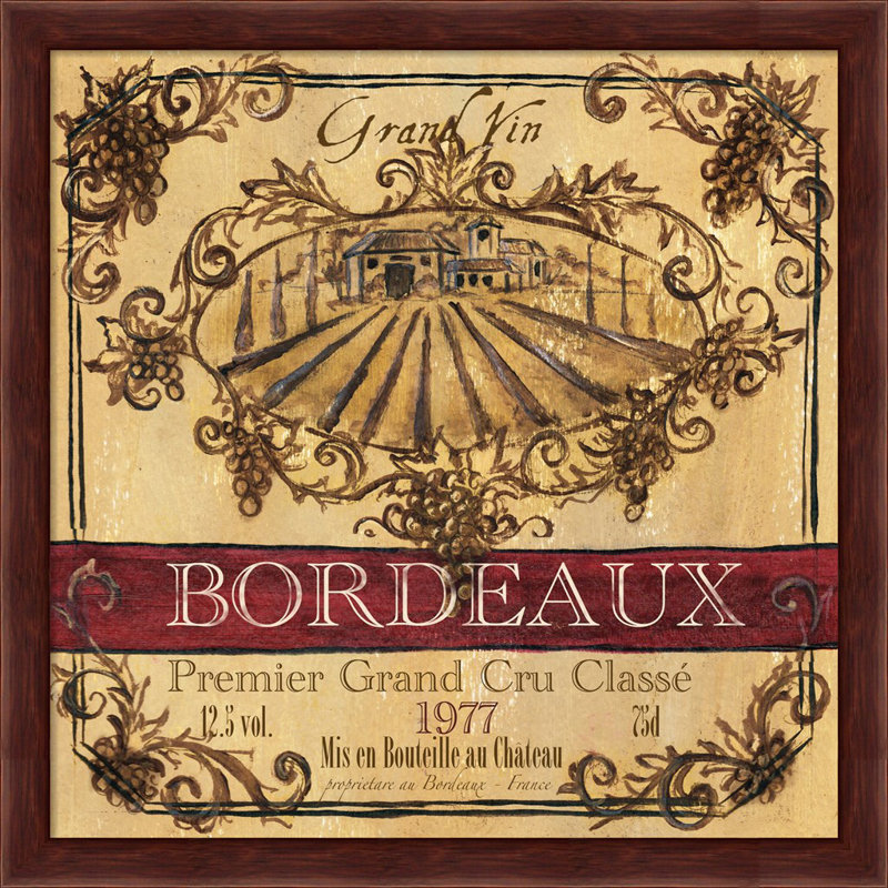 Grand Vin Wine Label III par Tre Sorelle Studios, art mural encadré