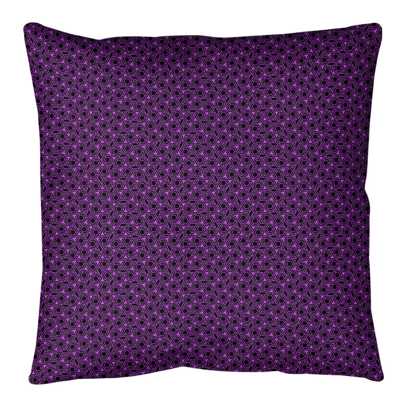 Coussin décoratif à treillis hexagonal Katelyn Elizabeth, H 18 po x l 18 po, Pas de bourre, Mauve clair / noir