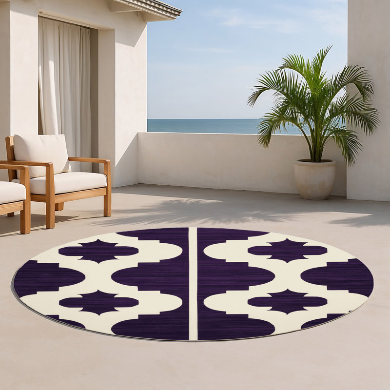 Tapis mauve intérieur et extérieur Trellis, Rond 5 pi