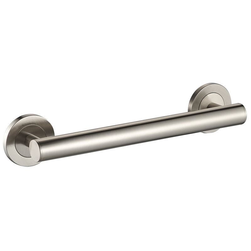 18" Wall-Mounted Lava Grab Bar - Brushed Nickel, Premium Brass Construction, Installation Hardware Included, Brushed Nickel