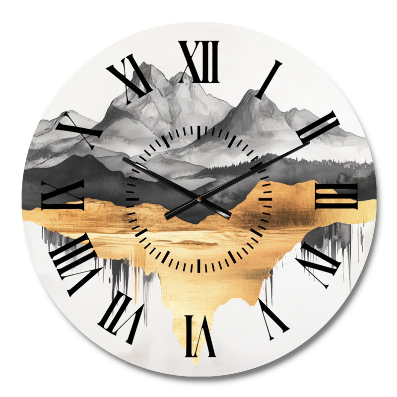 Horloge murale ronde en métal Mountain, Petit