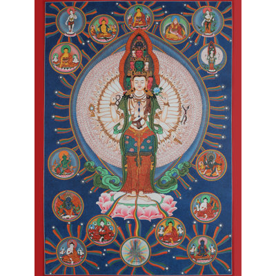 Lokeshvara (Brocadeless Thangka) | Pure 24 Carat Gold With Acrylic Paint
