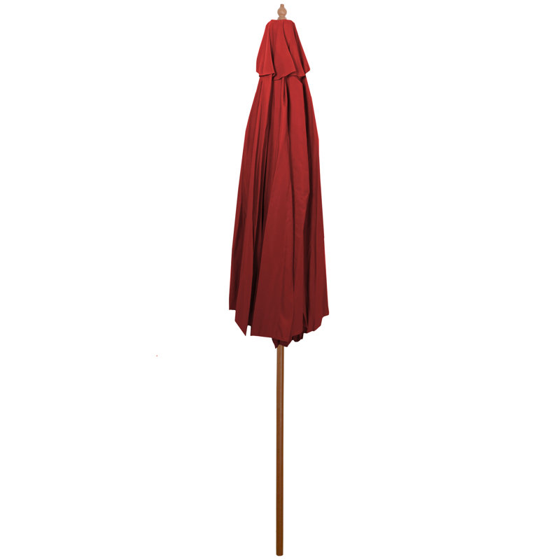 Parasol de marché extérieur 8,5 pi avec poteau en bois, Rouge