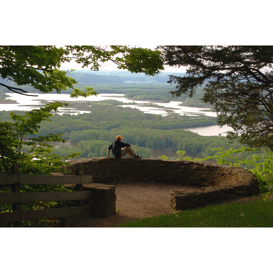 Contemplating The View (boy Sitting In Center) von Wweagle - Druck ohne Rahmen auf Leinwand