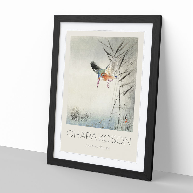 Hunting Kingfisher by Ohara Koson - Picture Frame Art Prints, Black Framed, 65cm H x 48cm W x 2cm D