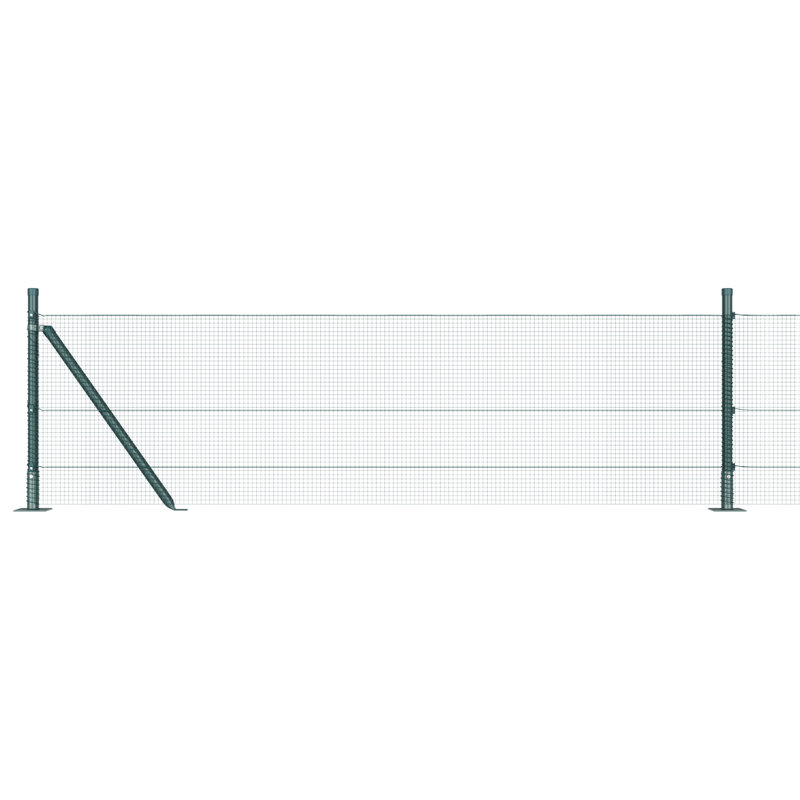 Welded Wire Fence With 7 Flanged Posts Steel, 60cm H x 1000cm W, Green