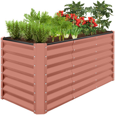  4X2x2ft Outdoor Metal Raised Garden Bed For Vegetables Flowers Herbs - Black
