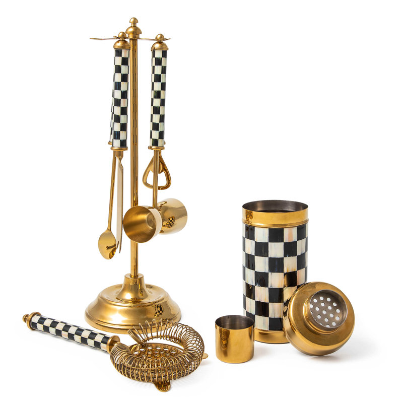 Courtly Check® 3260 Black/White/Gold Edition 6 - Piece Bar Set