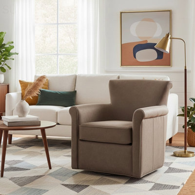 Westly Faux Leather Swivel Accent Chair With Elegant Design And Comfortable Seating For Versatile Home Decor