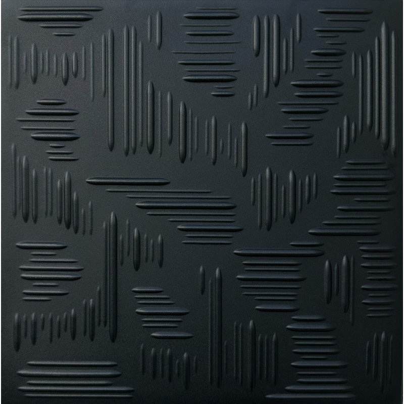 Black Matte Polystyrene Textured Glue-Up Ceiling Tile Set