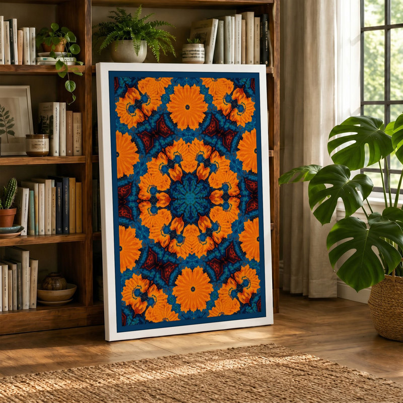 Medallion Geometric - Wrapped Canvas, Cream Border, 30x20 - 76.2 x 50.8 cm