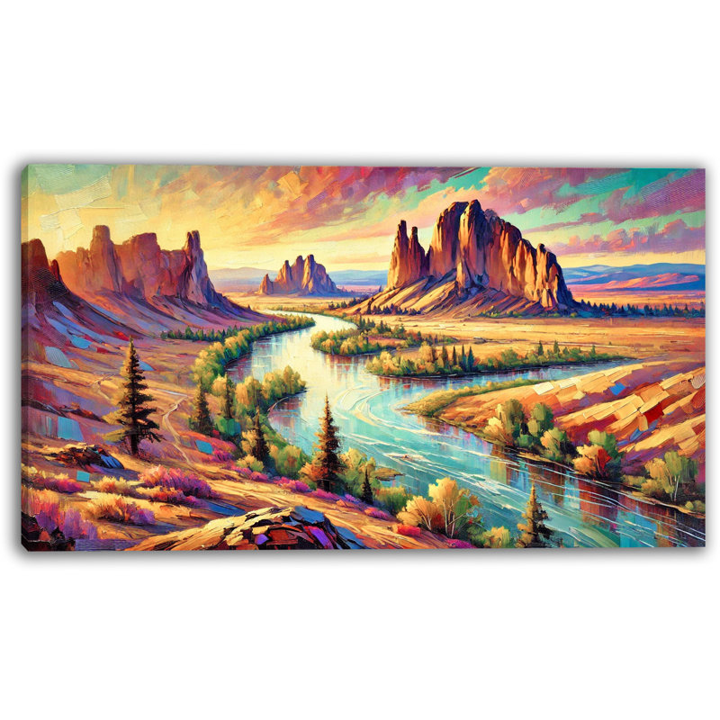 Serene River Valley Wrapped Canvas Wall Art, 20" H x 36" W
