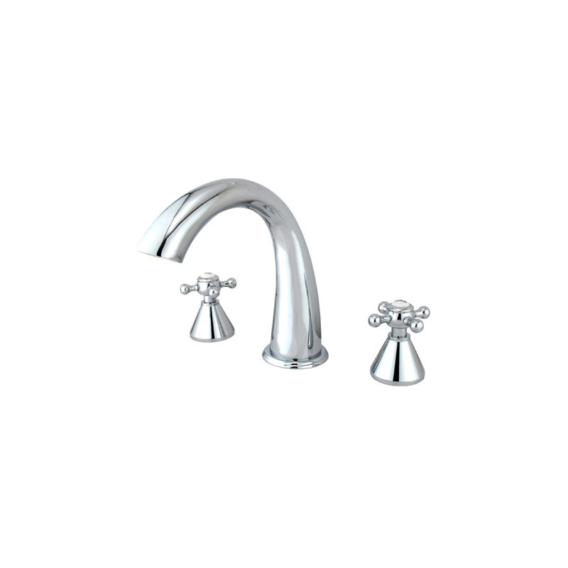 Double Handle Deck Mounted Roman Tub Faucet, Polished Chrome