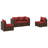 Ensemble de canapé modulaire d'extérieur 4 pièces Joez, table basse, rotin, rouge