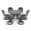 Ensemble de salle à manger d'extérieur 7 pièces en aluminium coulé avec chaises pivotantes 7 pièces