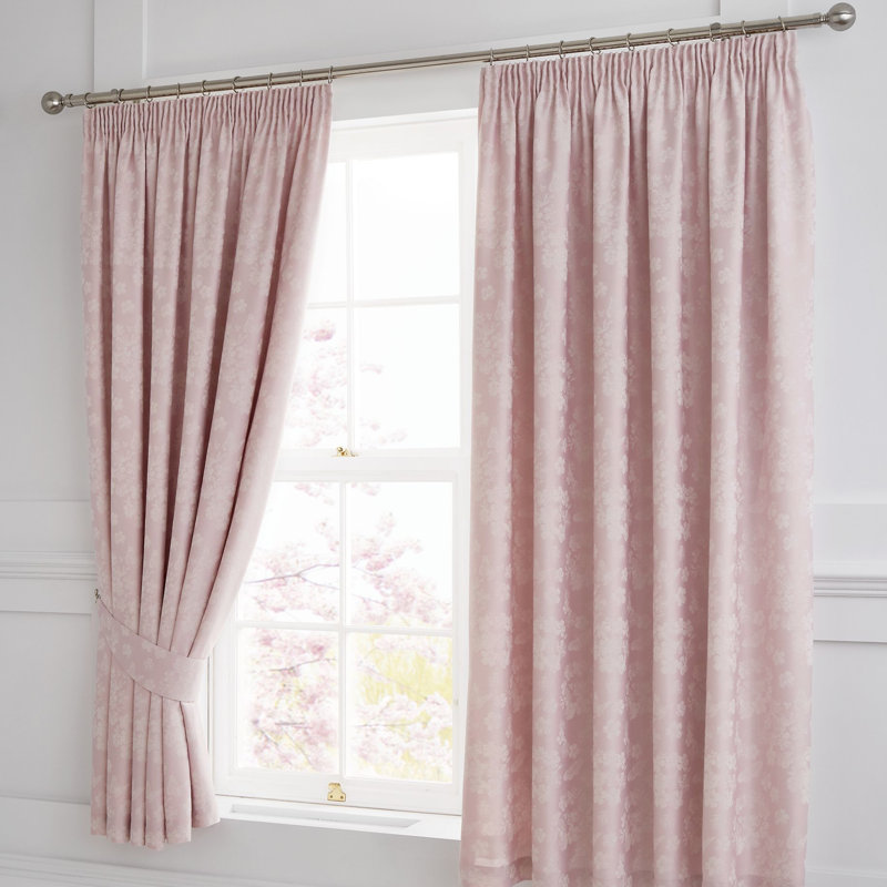 Avonia Cotton Blend Room Darkening Curtain Pair, Blush Pink, 168 W x 183 D cm