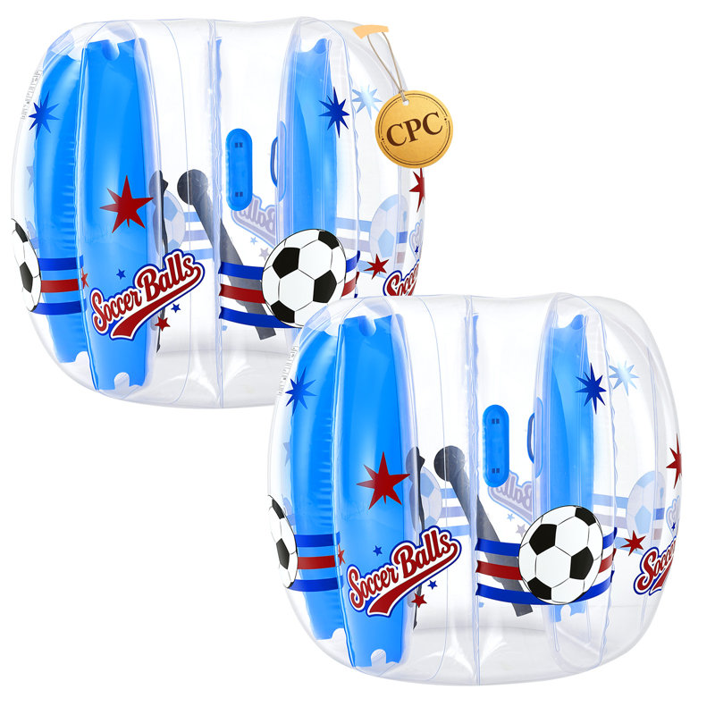 Lot de 2 ballons gonflables transparents de 1,20 m (4 pieds) pour ados, parfaits pour le jardin, le camping, les pique-niques, les parcs, les pelouses et les jeux d'équipe en extérieur. Fabriqués en PVC épais, ces ballons de sumo pour hamster sont dotés d'une poignée.