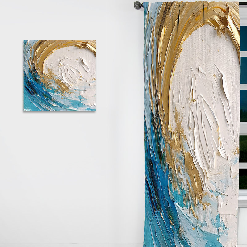 Nébuleuse spirale dorée et turquoise - Rideau en velours moderne - obscurcissant - 1 panneau, L 52 po x L 90 po