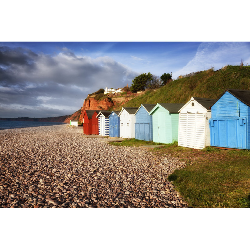 Jurassic Coast Beach Huts by Nicolamargaret - No Frame Art Prints on Canvas, 81cm H x 122cm W