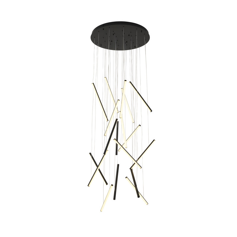 Lustre moderne à DEL 18 lumières Modern, Noir satiné