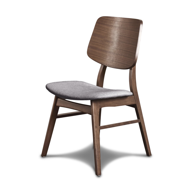 Chaise en bois Gannaway avec coussin gris foncé et noyer, Gris / Brun