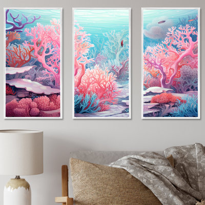 Corail, gorgonacées, monde marin, ensemble de toiles de corail sous l'eau