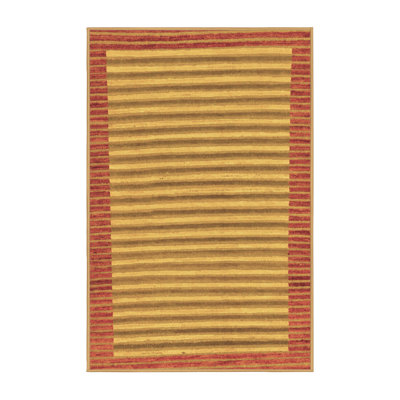 Tapis rayé en laine / polyester tissé à la machine Edgemon - brun / jaune