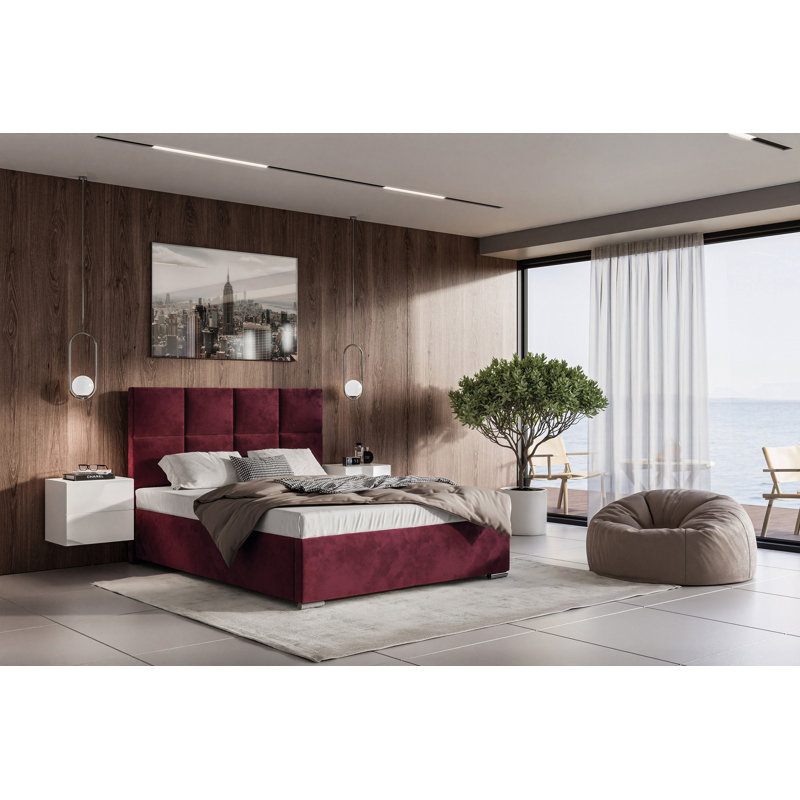 Adilyne Upholstered Ottoman Storage Bed, 160 x 200cm, Chestnut Brown